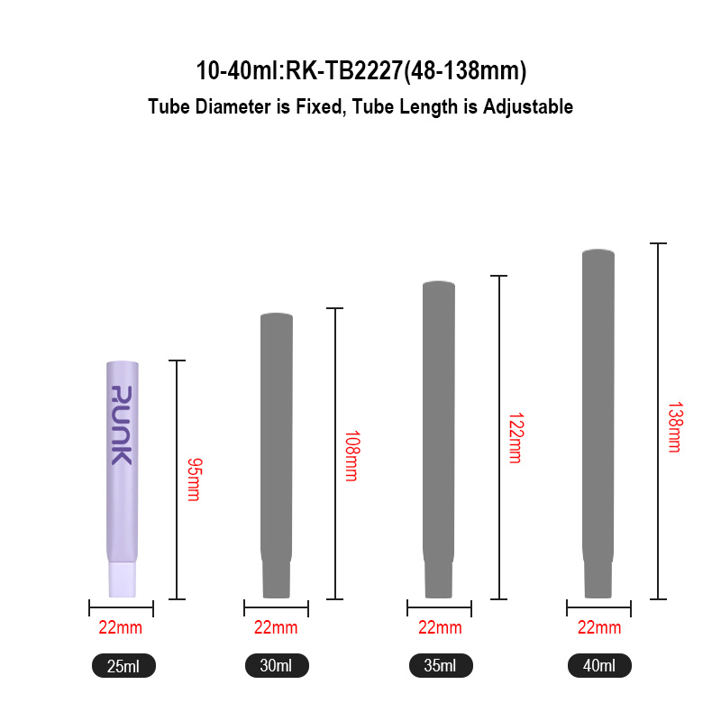 Runk cosmetic tube size