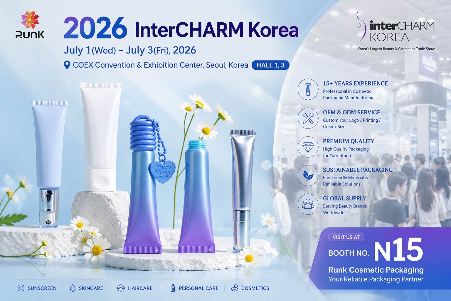 Runk Cosmetics Packaging Berpartisipasi dalam Pameran InterCHARM Korea 2026